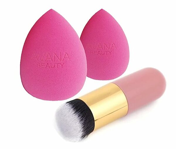 Avana Beauty™ Makeup Sponge Flawless Powder Puff Cosmetics Foundation Blender, Liquid, Concealer, Dry or Wet Use Latex Free (3 Pieces)
